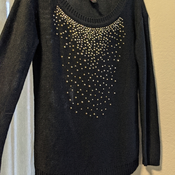 2B bebe Gold Studded Stretch Knit L/S Top S - Picture 3 of 4